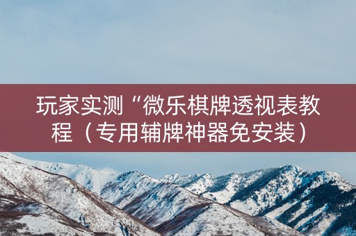 玩家实测“微乐棋牌透视表教程（专用辅牌神器免安装）
