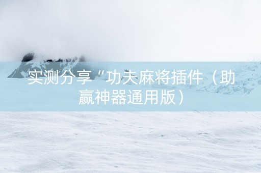 实测分享“功夫麻将插件（助赢神器通用版）