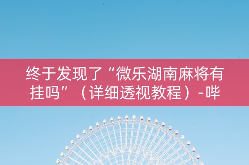 终于发现了“微乐湖南麻将有挂吗”（详细透视教程）-哔哩哔哩
