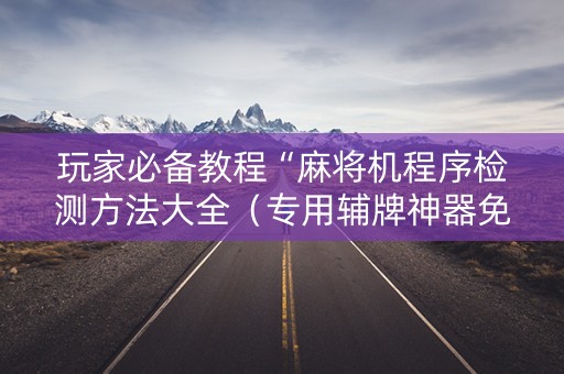 玩家必备教程“麻将机程序检测方法大全（专用辅牌神器免安装）