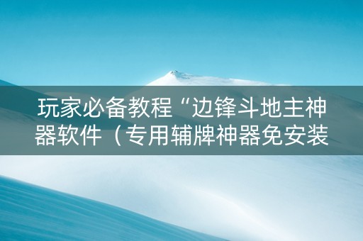 玩家必备教程“边锋斗地主神器软件（专用辅牌神器免安装）