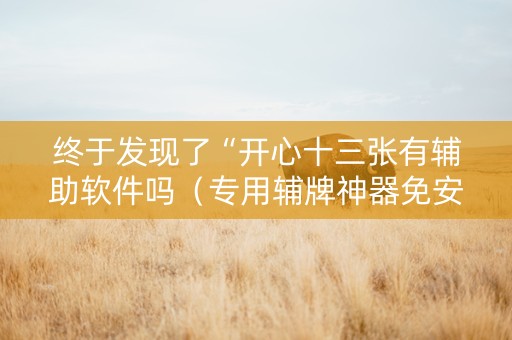 终于发现了“开心十三张有辅助软件吗（专用辅牌神器免安装）