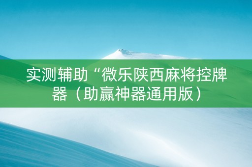 实测辅助“微乐陕西麻将控牌器（助赢神器通用版）