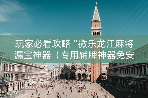 玩家必看攻略“微乐龙江麻将漏宝神器（专用辅牌神器免安装）
