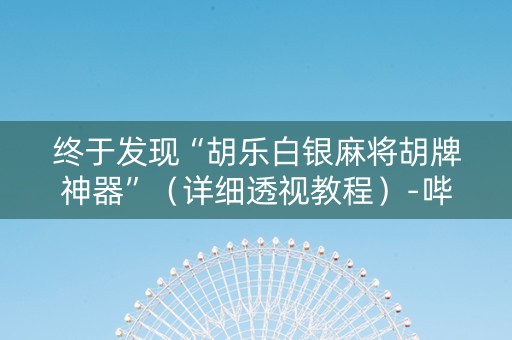 终于发现“胡乐白银麻将胡牌神器”（详细透视教程）-哔哩哔哩