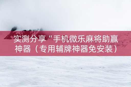 实测分享“手机微乐麻将助赢神器（专用辅牌神器免安装）