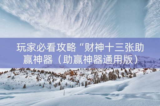 玩家必看攻略“财神十三张助赢神器（助赢神器通用版）