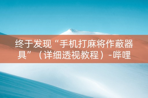 终于发现“手机打麻将作蔽器具”（详细透视教程）-哔哩哔哩