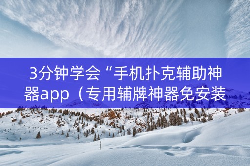 3分钟学会“手机扑克辅助神器app（专用辅牌神器免安装）