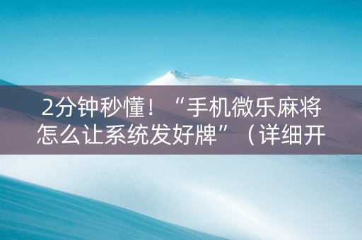 2分钟秒懂！“手机微乐麻将怎么让系统发好牌”（详细开挂教程）-哔哩哔哩