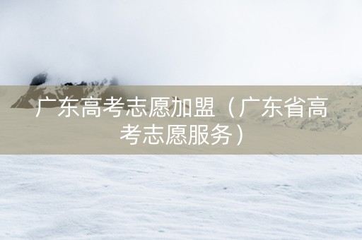 广东高考志愿加盟（广东省高考志愿服务）