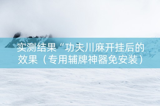 实测结果“功夫川麻开挂后的效果（专用辅牌神器免安装）
