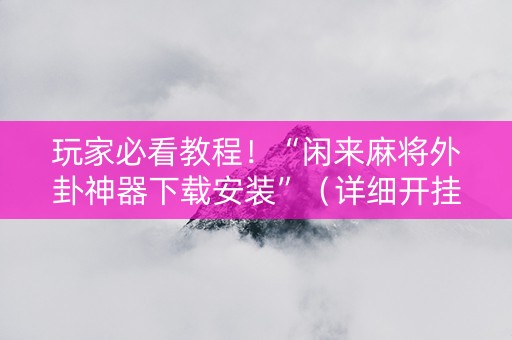 玩家必看教程！“闲来麻将外卦神器下载安装”（详细开挂教程）-哔哩哔哩