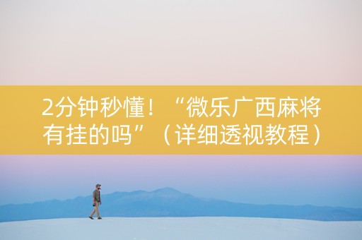 2分钟秒懂！“微乐广西麻将有挂的吗”（详细透视教程）-哔哩哔哩