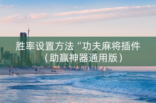 胜率设置方法“功夫麻将插件（助赢神器通用版）