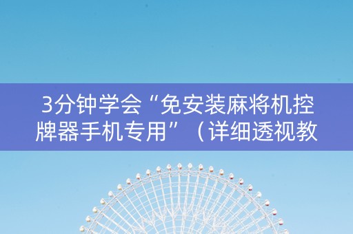 3分钟学会“免安装麻将机控牌器手机专用”（详细透视教程）-哔哩哔哩