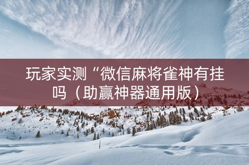 玩家实测“微信麻将雀神有挂吗（助赢神器通用版）