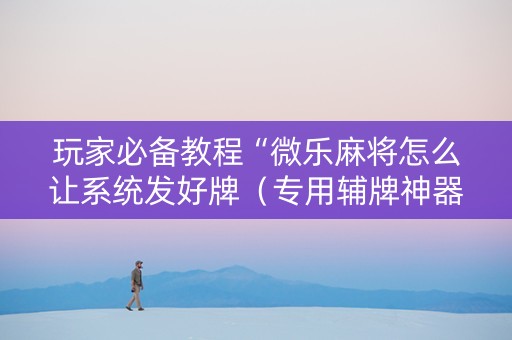 玩家必备教程“微乐麻将怎么让系统发好牌（专用辅牌神器免安装）