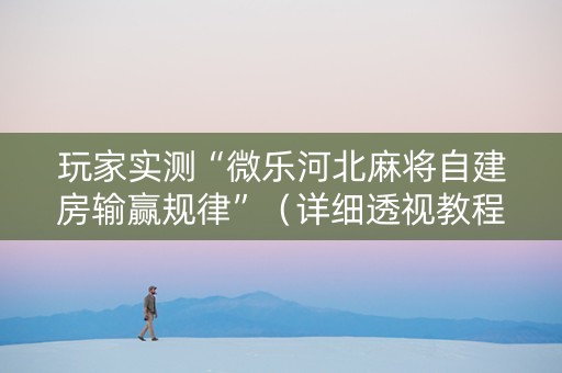 玩家实测“微乐河北麻将自建房输赢规律”（详细透视教程）-哔哩哔哩