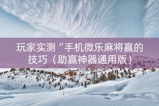 玩家实测“手机微乐麻将赢的技巧（助赢神器通用版）