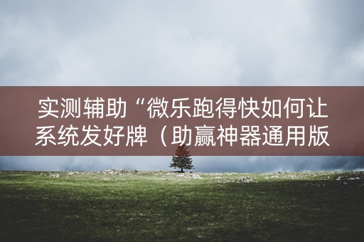 实测辅助“微乐跑得快如何让系统发好牌（助赢神器通用版）
