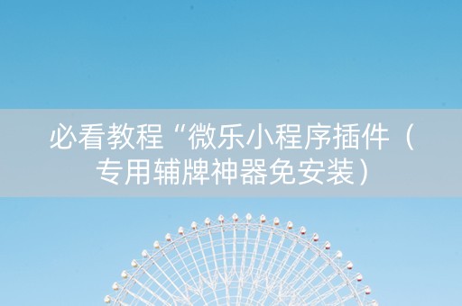 必看教程“微乐小程序插件（专用辅牌神器免安装）