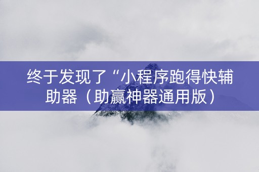 终于发现了“小程序跑得快辅助器（助赢神器通用版）