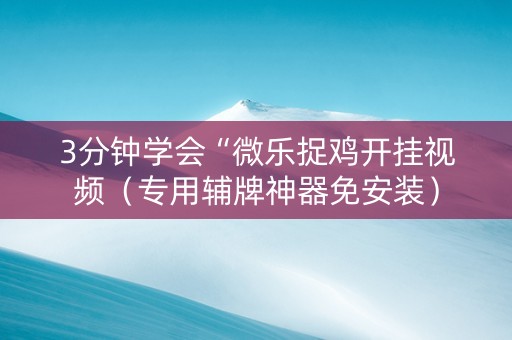 3分钟学会“微乐捉鸡开挂视频（专用辅牌神器免安装）
