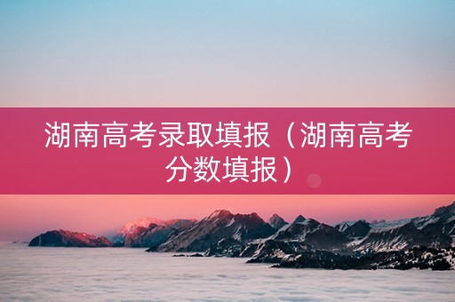 湖南高考录取填报（湖南高考分数填报）