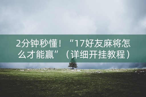 2分钟秒懂！“17好友麻将怎么才能赢”（详细开挂教程）-哔哩哔哩