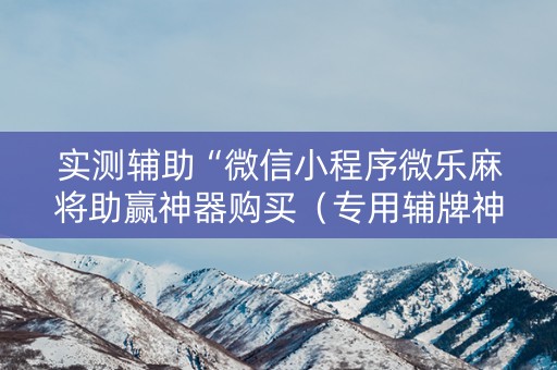 实测辅助“微信小程序微乐麻将助赢神器购买（专用辅牌神器免安装）