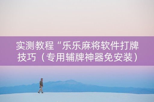 实测教程“乐乐麻将软件打牌技巧（专用辅牌神器免安装）
