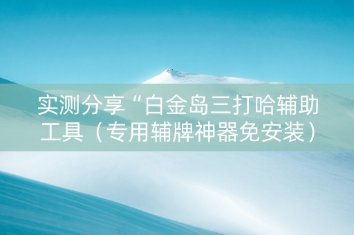 实测分享“白金岛三打哈辅助工具（专用辅牌神器免安装）