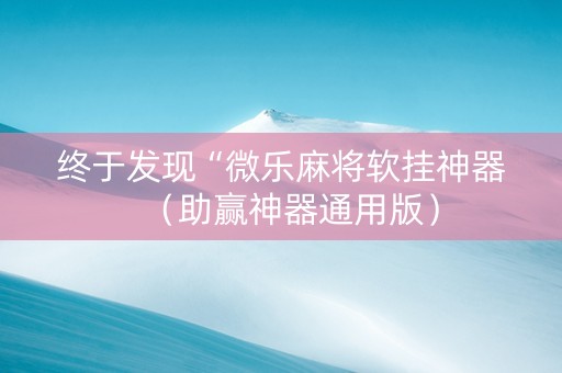 终于发现“微乐麻将软挂神器（助赢神器通用版）