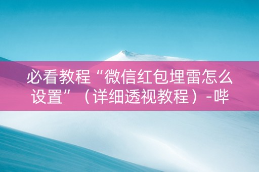 必看教程“微信红包埋雷怎么设置”（详细透视教程）-哔哩哔哩