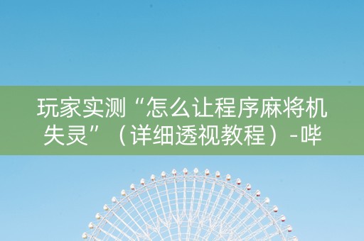 玩家实测“怎么让程序麻将机失灵”（详细透视教程）-哔哩哔哩