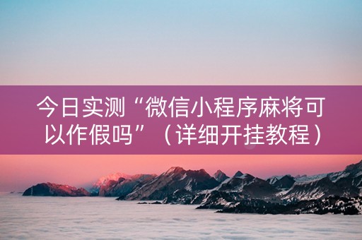 今日实测“微信小程序麻将可以作假吗”（详细开挂教程）-哔哩哔哩