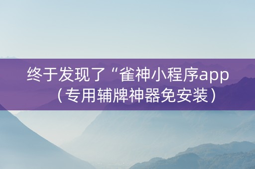 终于发现了“雀神小程序app（专用辅牌神器免安装）
