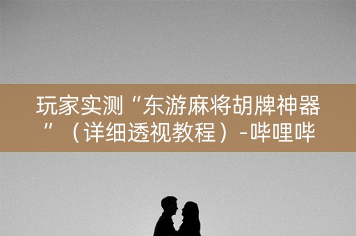 玩家实测“东游麻将胡牌神器”（详细透视教程）-哔哩哔哩