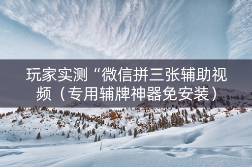 玩家实测“微信拼三张辅助视频（专用辅牌神器免安装）