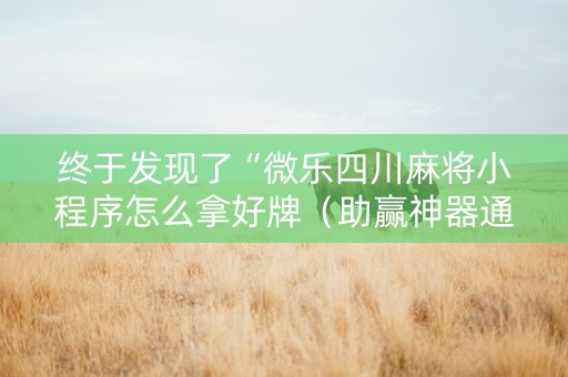 终于发现了“微乐四川麻将小程序怎么拿好牌（助赢神器通用版）