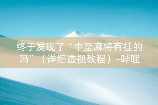 终于发现了“中至麻将有挂的吗”（详细透视教程）-哔哩哔哩