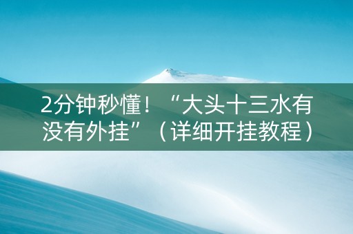 2分钟秒懂！“大头十三水有没有外挂”（详细开挂教程）-哔哩哔哩