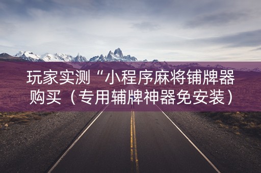 玩家实测“小程序麻将铺牌器购买（专用辅牌神器免安装）