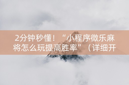 2分钟秒懂！“小程序微乐麻将怎么玩提高胜率”（详细开挂教程）-哔哩哔哩