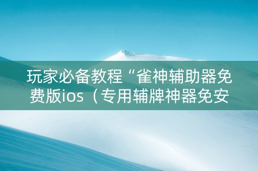 玩家必备教程“雀神辅助器免费版ios（专用辅牌神器免安装）