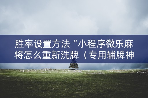 胜率设置方法“小程序微乐麻将怎么重新洗牌（专用辅牌神器免安装）