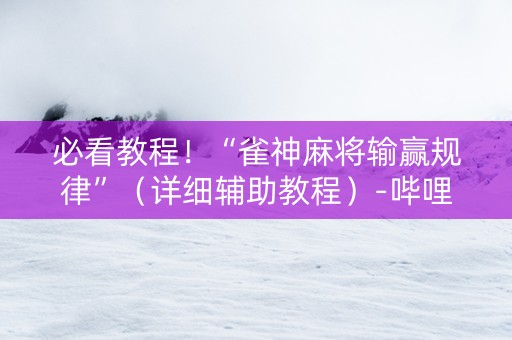 必看教程！“雀神麻将输赢规律”（详细辅助教程）-哔哩哔哩