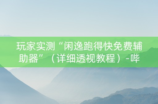 玩家实测“闲逸跑得快免费辅助器”（详细透视教程）-哔哩哔哩