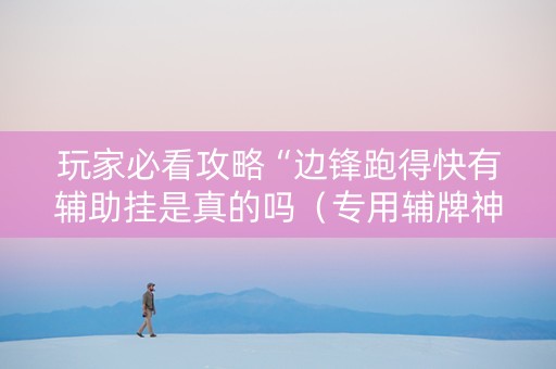 玩家必看攻略“边锋跑得快有辅助挂是真的吗（专用辅牌神器免安装）